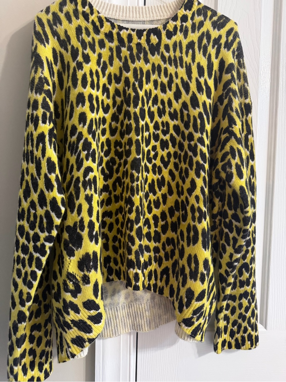 Zadig & Voltaire Yellow and Black Leopard Crewneck Sweater